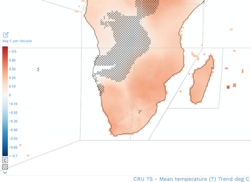 IPCC data shows that the southwestern Cape is getting significantly warmer